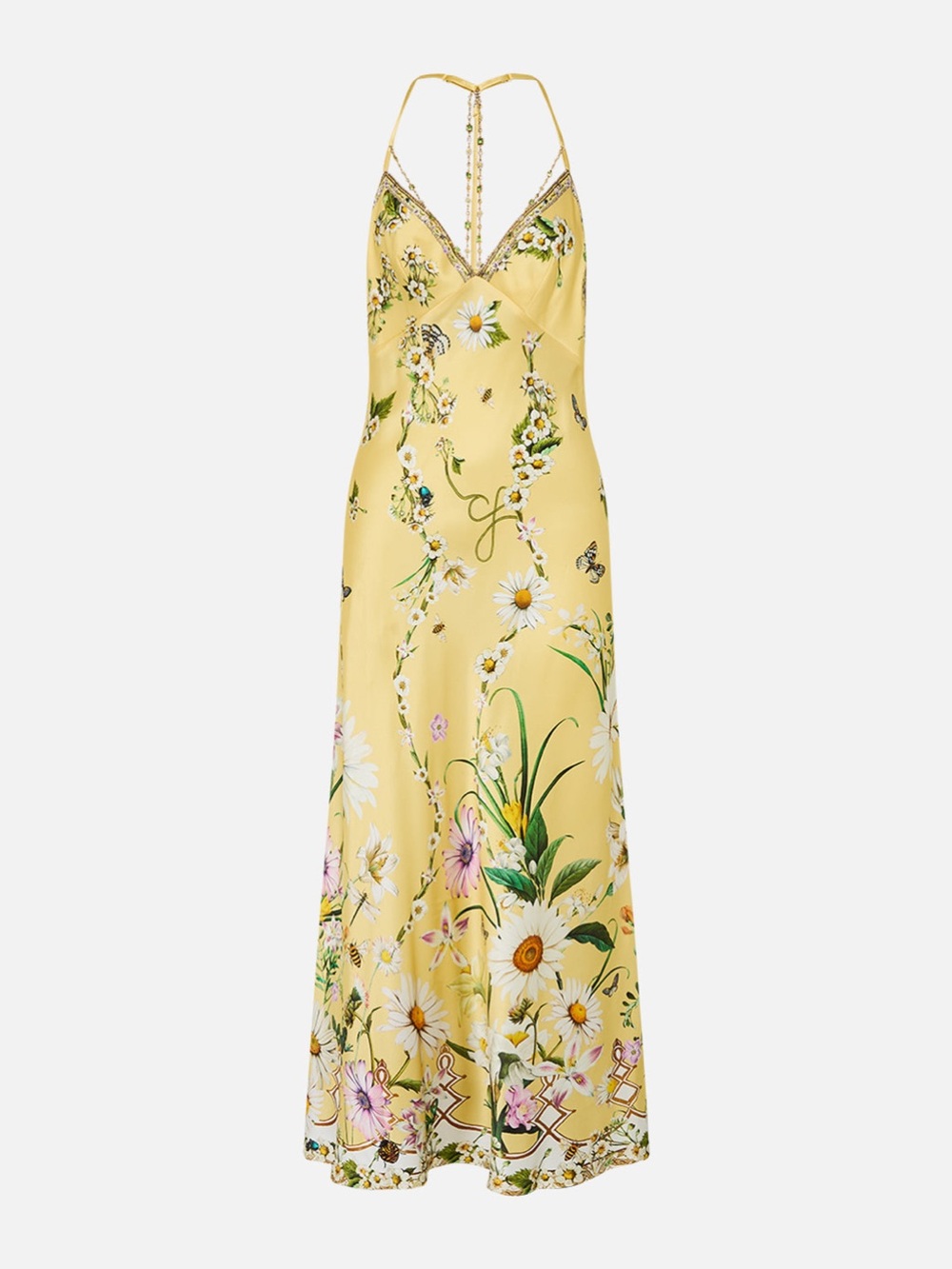 CAMILLA SILK FLORAL DAISY CHAINS DETAIL SLIP STRAPPY MAXI DRESS - Picture 4 of 14